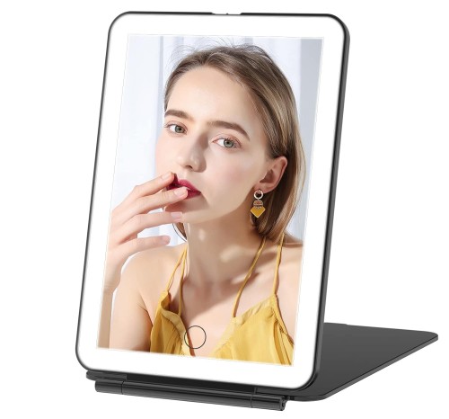 Travel Makeup Mirror with led lights for beauty influencers