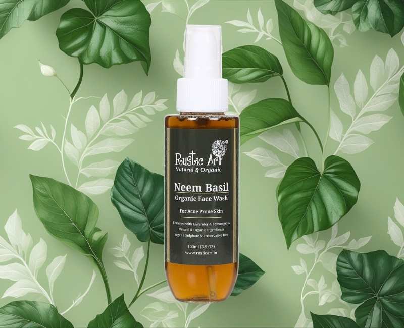 Rustic Art Organic Neem Basil Face Wash For Acne Prone Skin